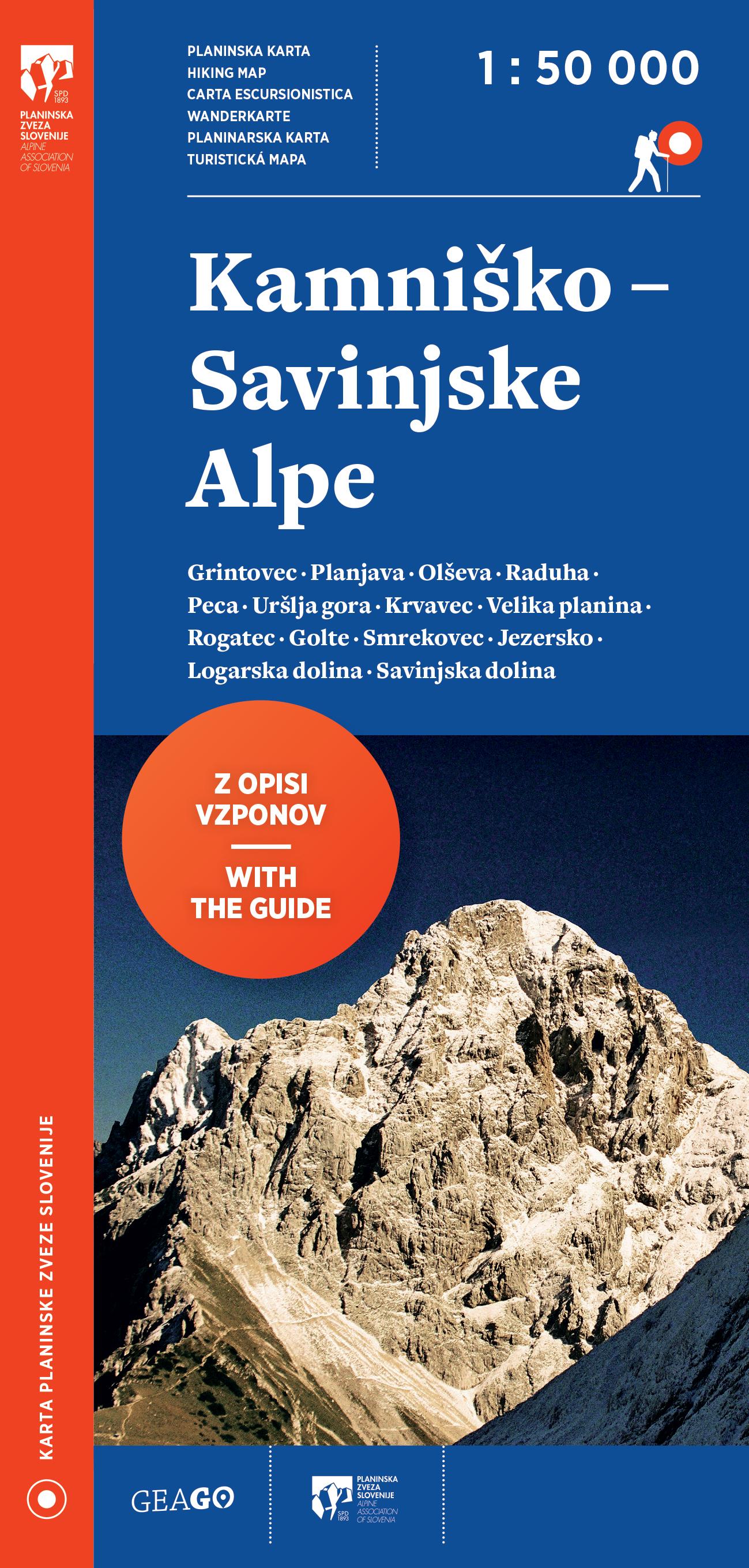 Planinska karta Kamniško-Savinjske Alpe